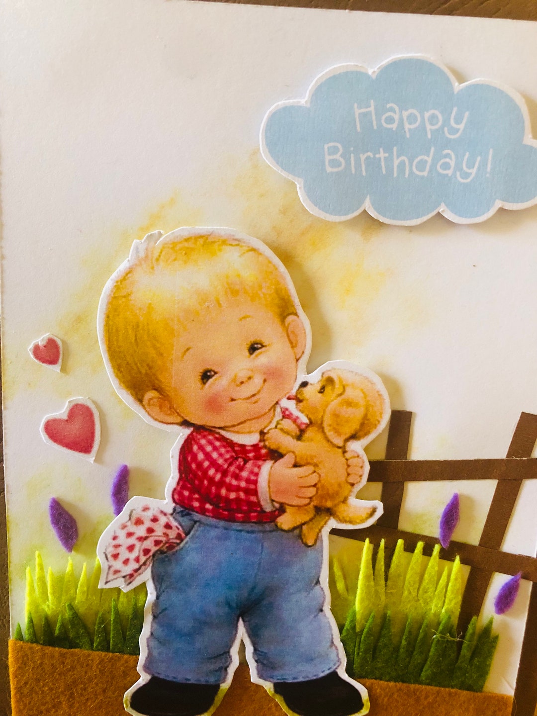 Cute Birthday Card for Boys/baby Boy's Birthday/puppy Lovers Card/3d