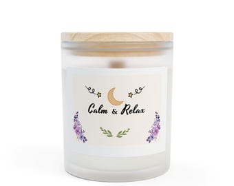 Vela de lavanda lunar Calm & Relax / Vela de vidrio esmerilado