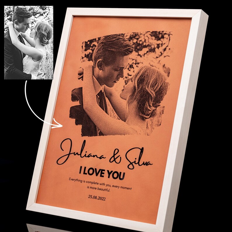3rd Wedding Anniversary with an Engraved Leather Photo A Thoughtful and
