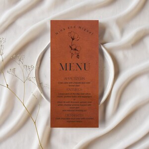 Leather Wedding Menu, A Touch of Luxury - Wedding Menu Cards - Minimalist Wedding Dinner menu -Wedding Menu Template, Wedding Breakfast Menu