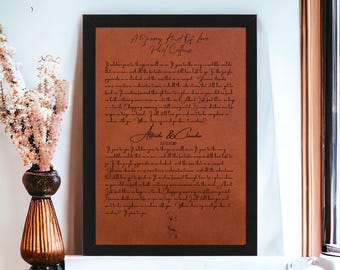 Leather Gifts for Him & Her: Every Occasion!, Custom Wedding Song Print, Home Decor, Leather lyrics, Song Lyrics ,Special Gifts for Her