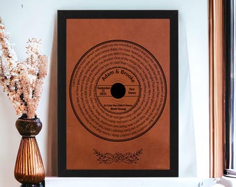 Personalized Leather Anniversary Gifts - Perfect 3rd Anniversary Gift with Your Favorite Song Lyrics or couples gift, 9th Anniversary Gift