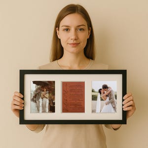 Custom Couple Gift with Leather Love Note and Photos I Romantic Anniversary Keepsake, Leather Message Frame 3rd Anniversary Gift for Him Her