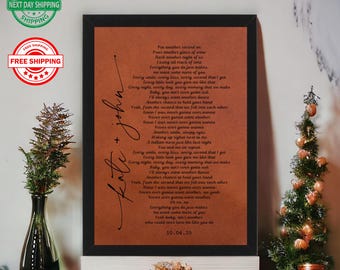 Personalized Leather Engraved Anniversary Keepsake: Capture Your Love, Custom Wedding Song Print, Engraved Leather, Wedding Vows Gift