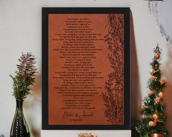Personalized Leather Song Lyrics Art I Custom Engraved Leather Keepsake, Perfect for  Anniversaries Music Lovers, Leather Anniversary Gifts