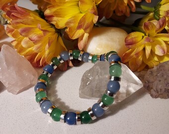 Inner strength and abundance blue and green aventurine bracelet