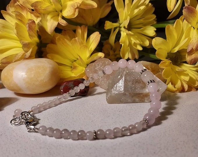 Featured listing image: Rose quartz ankle bracelet for compassion