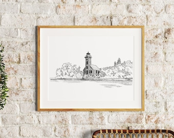 Grand Island Lighthouse Art Print: Munising, Michigan