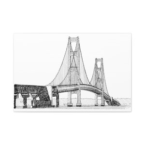 Mackinac Bridge Art Matte Canvas, Stretched, 1.25&quot;