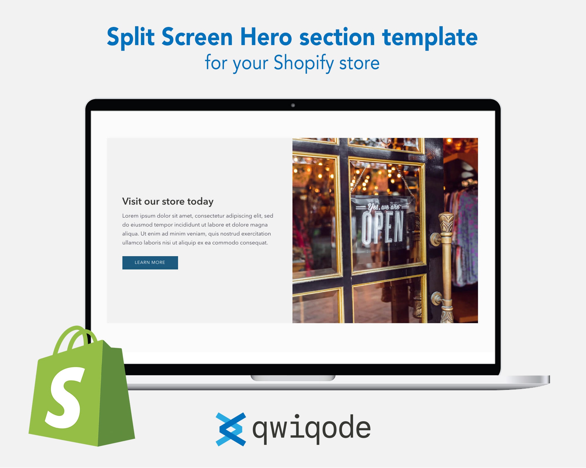 Split Card Shopify Customizable Pre-built Shopify Section: Split Screen Hero Section ...