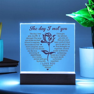 Soulmate/Lover/Wife/Acrylic LED Plaque Gift|Anniversary Milestone Gift|Birthday Gift Him/Her|Xmas/Val Day Girlfriend Gift|Night Light Gift