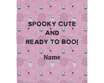 Halloween Gruselige niedlich Fleece-Decke Sie|Pink Mädchen Name Halloween-Decke|Personalisiertes Geschenk Plüsch-Decke Dekor|Spooky Saison Geschenk