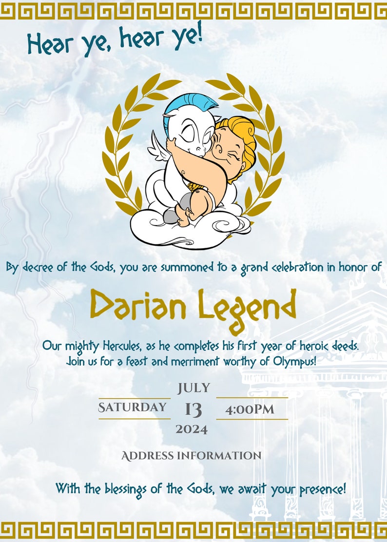 Baby Hercules Birthday Package Invitation and Welcome Sign - Etsy