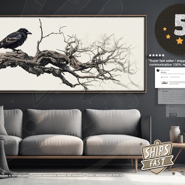 Old Crow:   High-End Old Crow wall art printed on stretched cotton canvas.  Delivered ready to hang, many affordable size options available!