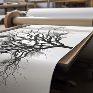 Family Tree Illustrated Tree Wall Art Black And White Illustrated Print Digital Download Winter Tree Instant Download Tree Branch Print