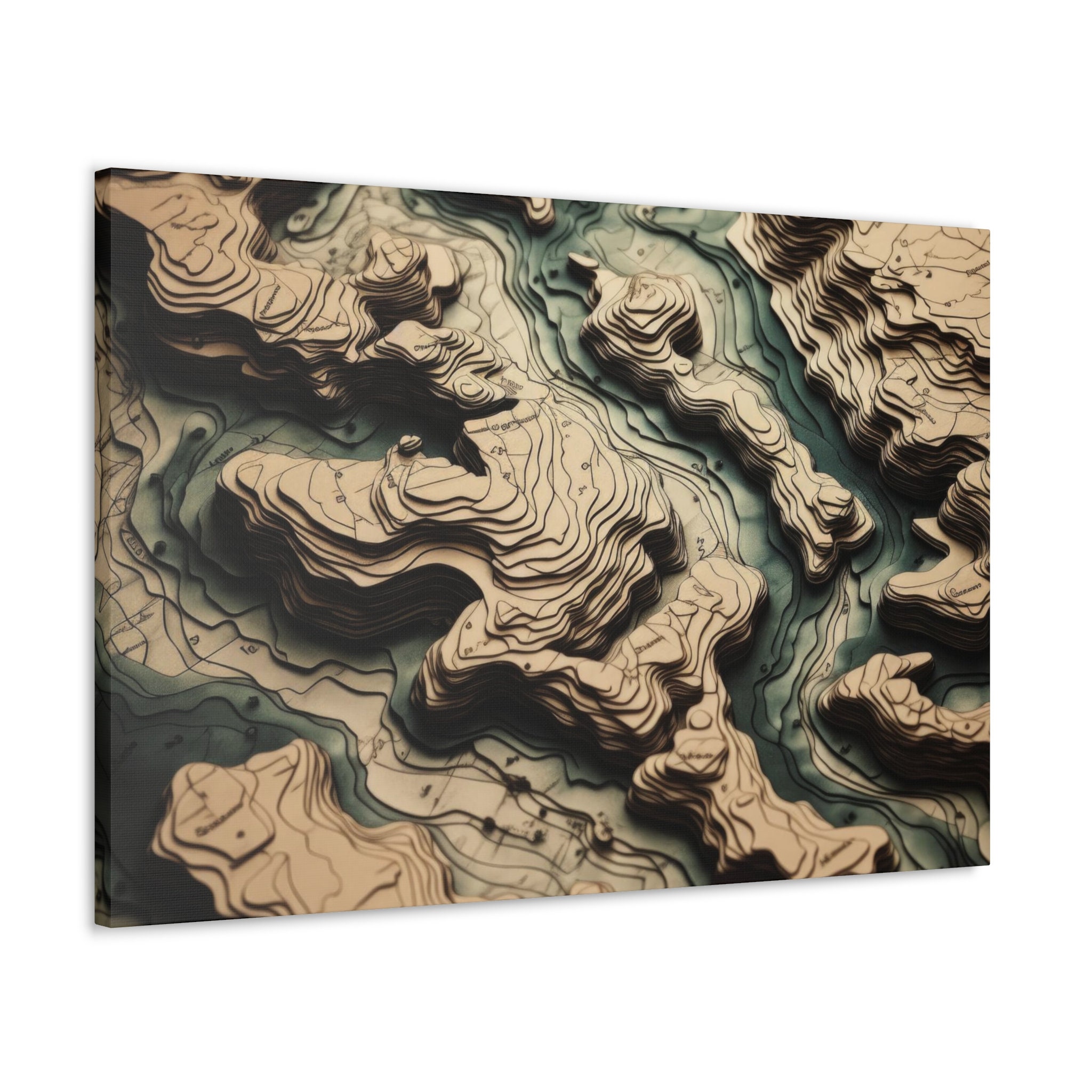 Topographic Map CNC Style Topo Map CANVAS PRINT Etsy