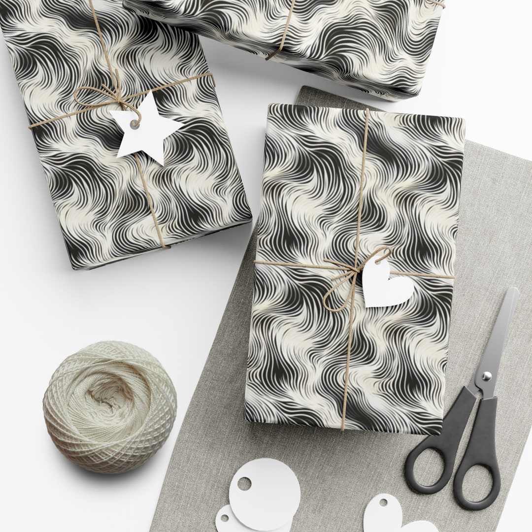Custom Designed Line Art Gift Wrap, Perfect for All Occasions, Black ...