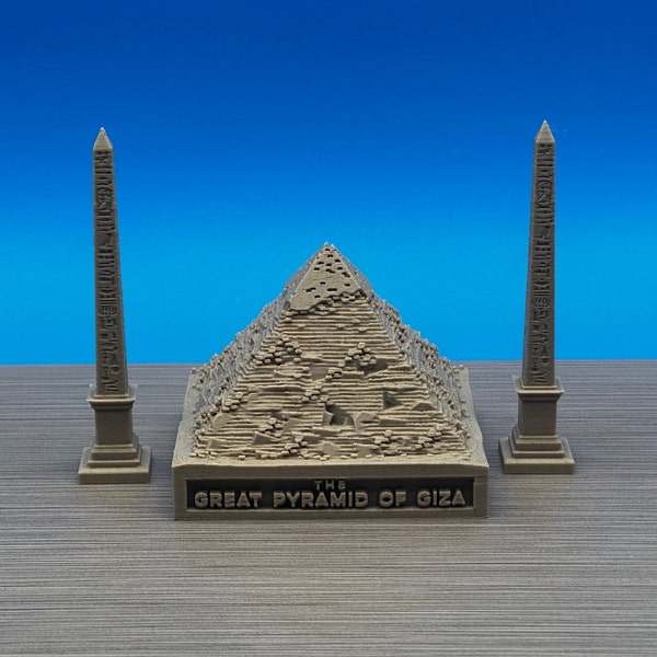 Great Pyramid of Egypt Giza Model optional 2 Obelisks, Ancient Egypt Pyramid, Giza, Egyptian, Teachers Gift Desk Decor School Khufu