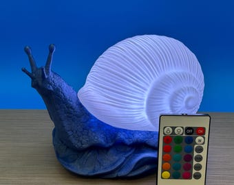 Snail Lamp Night Light Cottagecore Desktop Décor Custom RGB Multi Color Glow Shell Whimsical Gift Office Remote