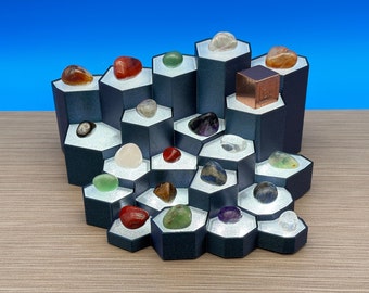 Illuminated Crystal Display Stand 21 Pedestals Inspired by Giant's Causeway, Ireland - Crystals, Tumbled Stones, Dice & Collectibles LED Lit