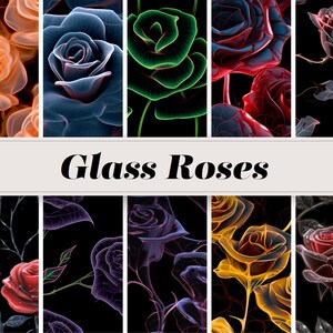 Glass Roses, Seemless Pattern 8k