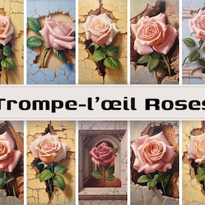 Trompe-l'œil rozen clipart, bedriegen het oog, 1k resolutie