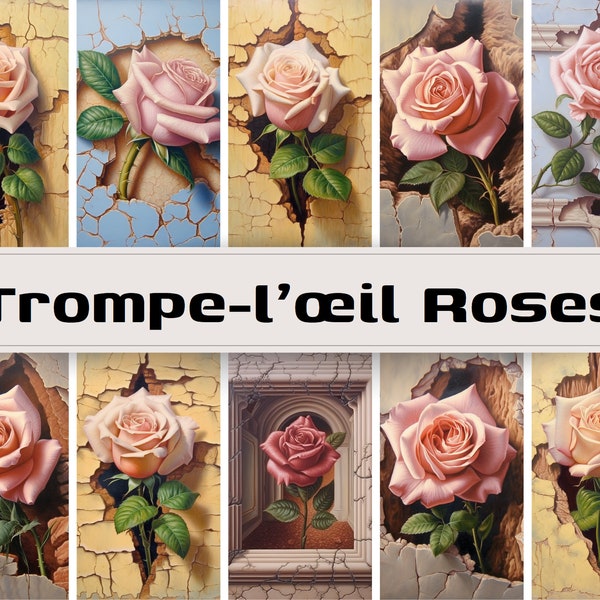 Trompe-l'œil Roses Clipart, Deceive the Eye, 1k Resolution