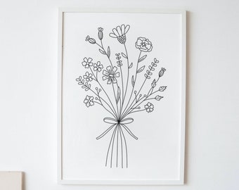 Flores, Ramo de flores, Arte de pared de flores, Estampado de flores, Arte floral, Estampado floral, Descarga instantánea, Impresión de arte, Arte de primavera