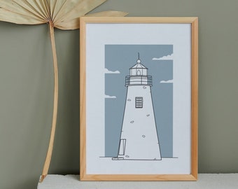 Faro de Havre de Grace, Maryland, Arte del faro, Arte lineal, Arte imprimible, Náutico, Arte minimalista, Retro, Impresión de arte, Arte vectorial