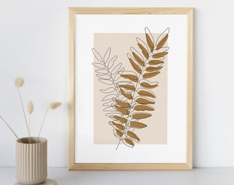 Impresión de naturaleza minimalista, arte vegetal, arte neutral, arte imprimible, descarga instantánea, estilo boho, descarga de arte, impresión de arte, arte vectorial