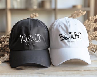 Personalized embroidered mom dad baseball cap, husband pregnancy reveal hat, expecting fathers day gift, mothers day gift, wife bday gift