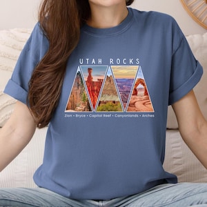 Utah rocks national parks shirt, zion bryce canyon capitol reef canyonlands arches tshirt, utah mighty five tee, utah souvenir hiking tshirt