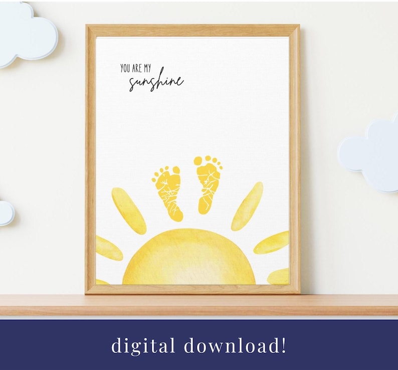 Sunshine Baby Footprint Art, Boho Nursery Decor (digital Download) - Etsy