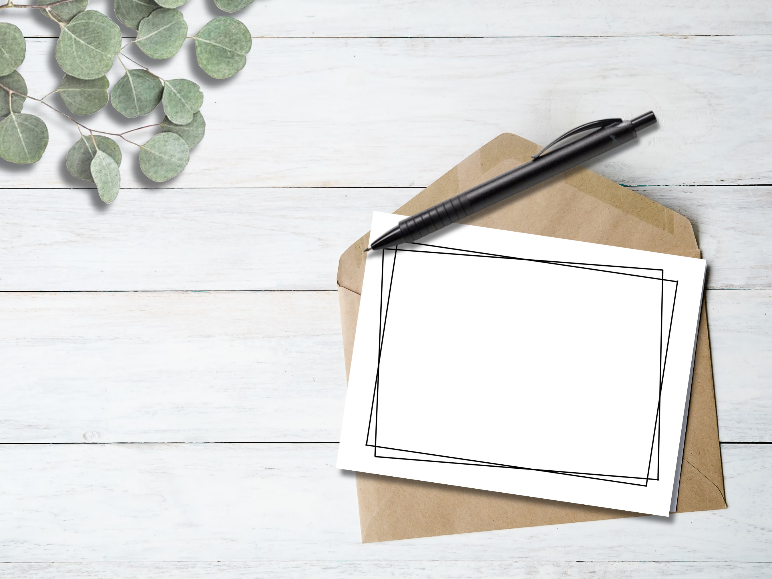 Notecard Printable Desk Stationary, Black and White Modern Note Card ...