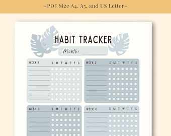 Printable monthly habit tracker, minimalist daily habit tracker, goal tracker, routine tracker, cute personal planner, pdf habit challenge
