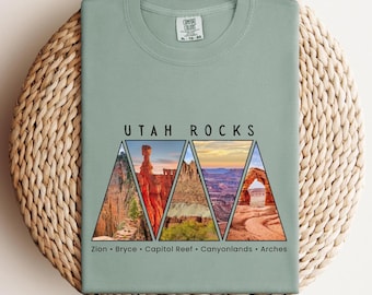 Utah rocks national parks shirt, zion bryce canyon capitol reef canyonlands arches tshirt, utah mighty five tee, utah souvenir hiking tshirt
