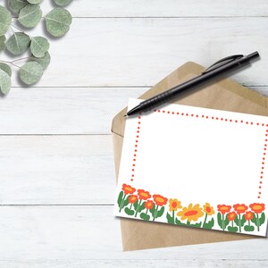 Carte de correspondance imprimable Fleurs rétro