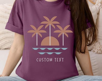Personalized comfort colors palm tree socal beach tshirt women men, family lake trip shirt, beach family reunion shirt, friend cruise shirts