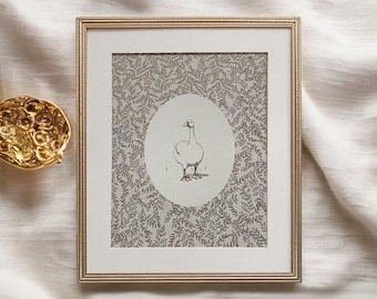 Geese Nursery PRINTABLE Art, Cottage Nursery Art, Girls Room Decor, Goose Sketch, Digital Download, Minimalist Vintage Look