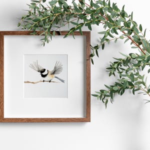 Bird Watercolor Art Print, Chickadees Sketch Print, INSTANT Digital Downloadable Art, Minimalist Print