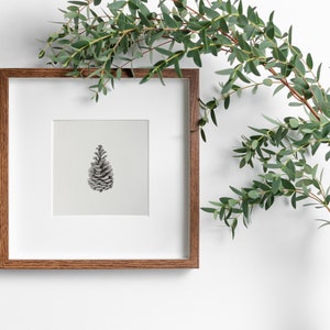 Neutrale Kiefernzapfen Skizze, Rustikaler Winter druckbare Wandkunst, Vintage-Stil Bleistiftzeichnung, Walddekor, Kiefernzapfen Skizze, Natur Poster
