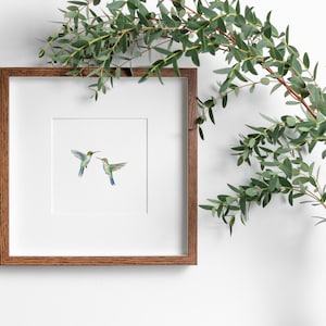 Watercolor Hummingbirds, Two Hummingbirds Art Print, INSTANT Digital Downloadable Art, Hummingbirds Artwork, Minimalist Watercolor Print