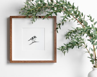 Vintage Art Print, Bird Sketch Print, INSTANT Digital Downloadable Art, Birds Artwork, Minimalist Black and White Print