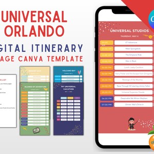 Universal Studios Planner Universal Orlando Digital Itinerary Planner Instant PDF Download Daily Vacation Plans Universal Orlando Florida