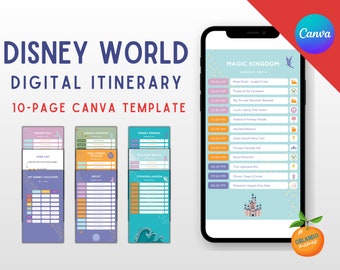 WDW Park Planner, WDW Itinerary Planner, Orlando Theme Park Planner, Orlando Theme Park Itinerary, Digital Vacation Planner, Family Vacation