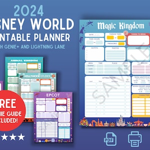 2024 WDW Daily Park Planner, Theme Park Itinerary Printable, Instant Download Printable PDF, WDW Park Checklist Printable Itinerary