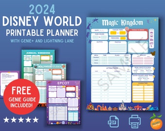 2024 WDW Daily Park Planner, Theme Park Itinerary Printable, Instant Download Printable PDF, WDW Park Checklist Printable Itinerary