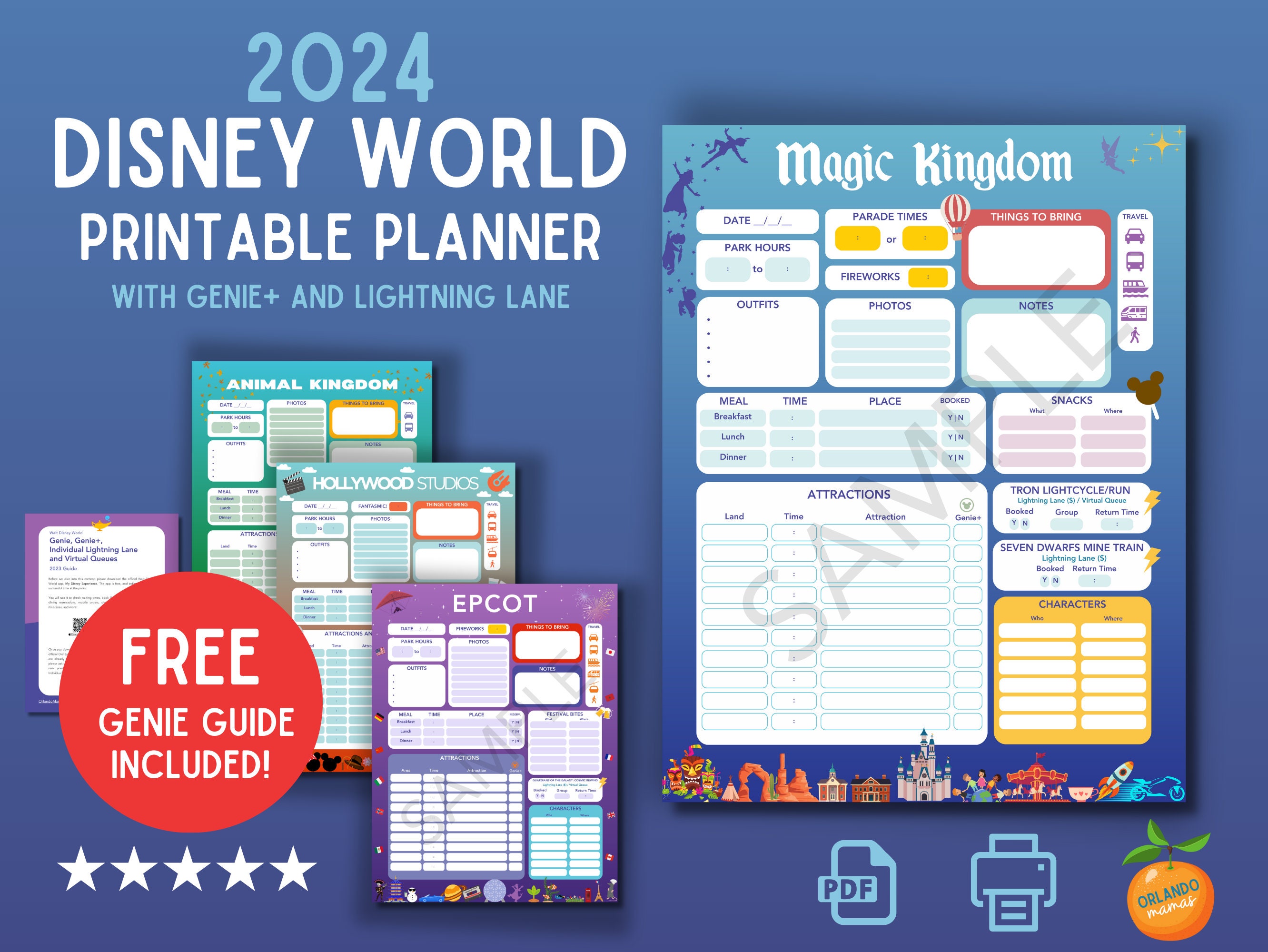 PRINTABLE WDW Planner Stickers for Use With Erin Condren Lifeplanner™,  Happy Planner™ & Recollections WDW Stickers 