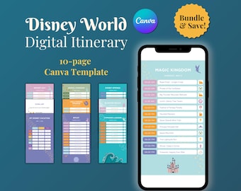 Disney World Reiseplaner,Orlando Freizeitparks, 10-seitige Canva Vorlage (Digitaler Download)
