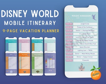 WDW Orlando Mobile Vacation Planner, Theme Park Itinerary (Digital Download)